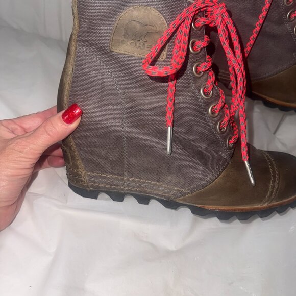 Sorel Women's PDX Grey Brown Hidden Wedge Bootie Size US 8.5 - Picture 11 of 14